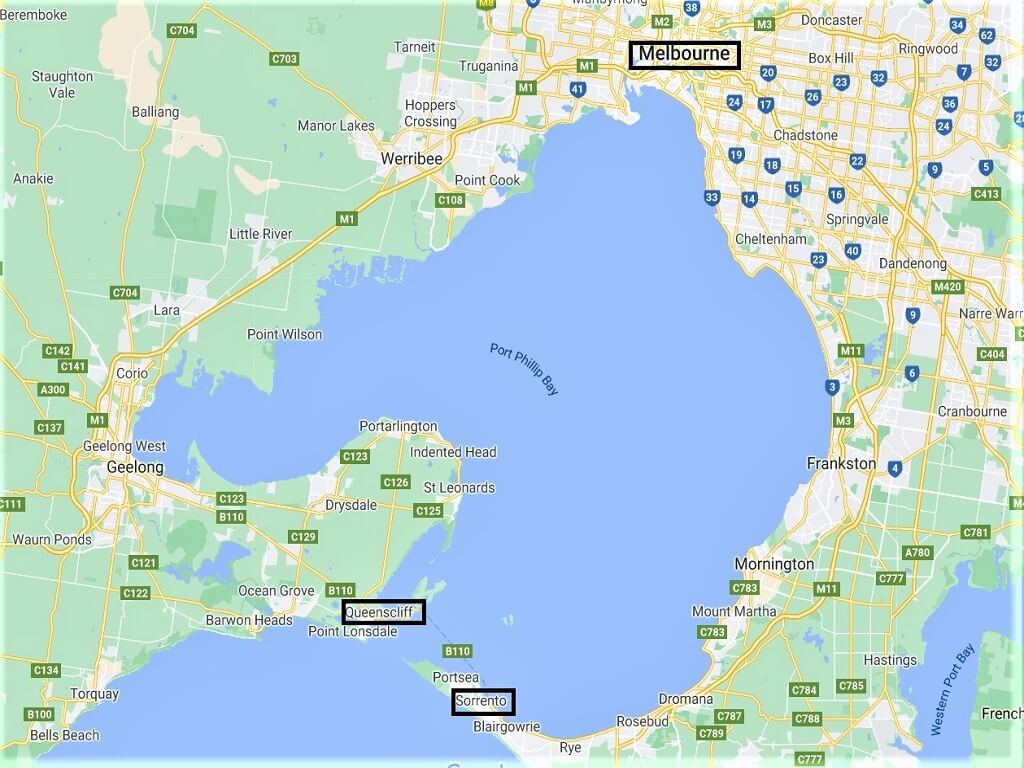 Map around Port Phillip Bay