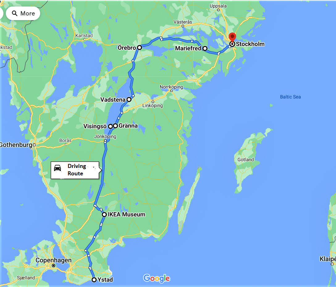 Sweden Route Map