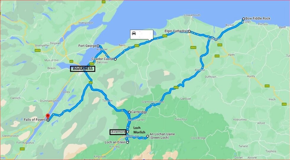 Map Showing Day Trips From Aviemore 980x542 