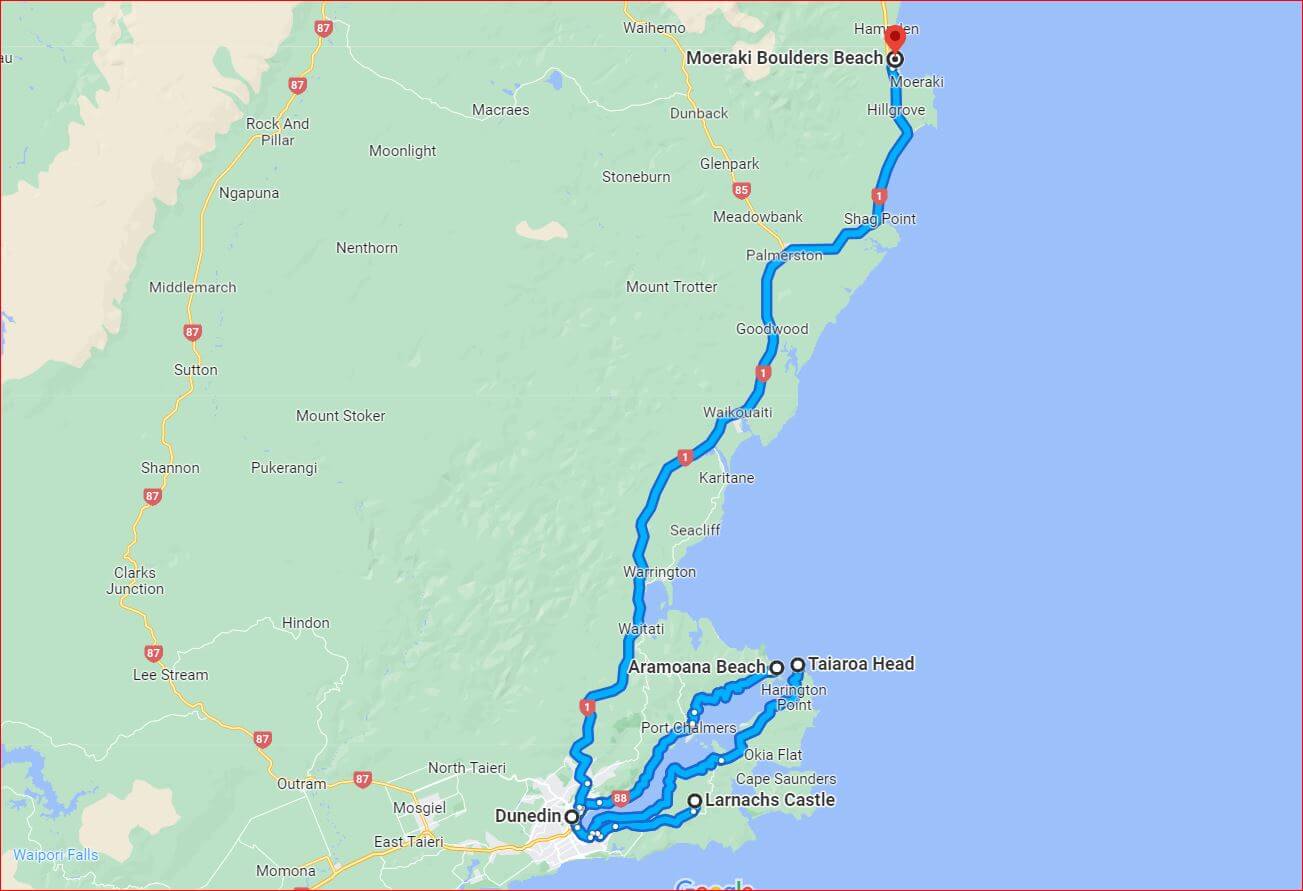 Dunedin route map