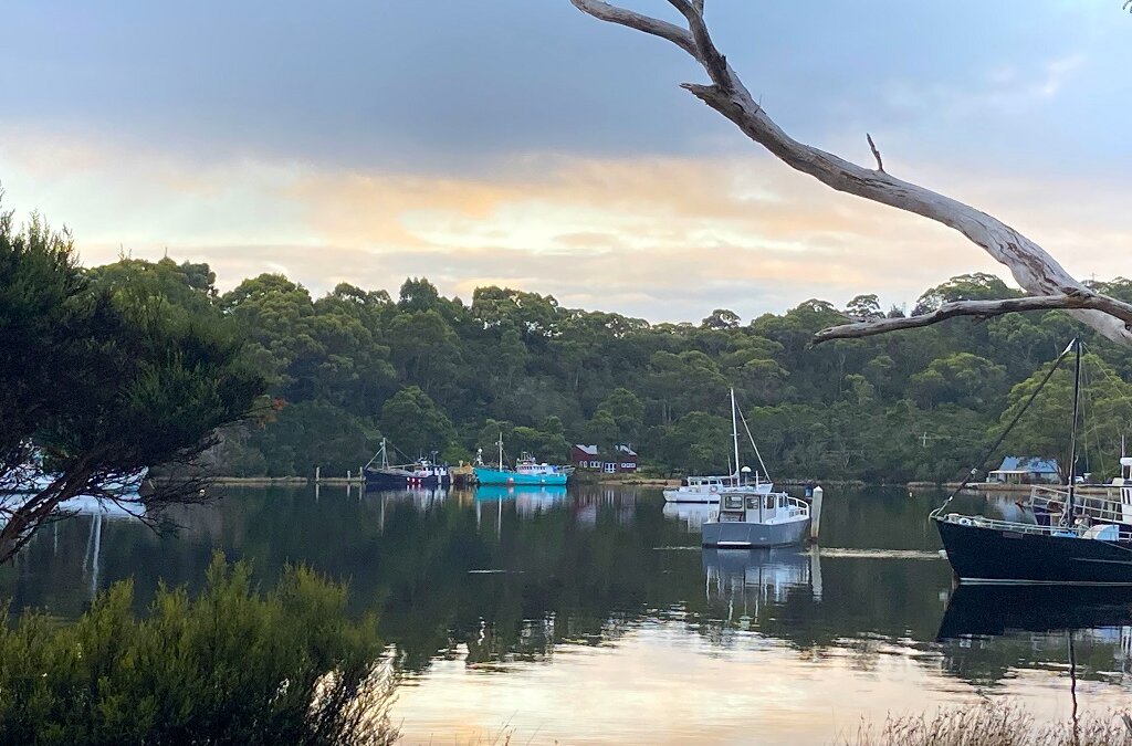 Strahan waterfront at sunset